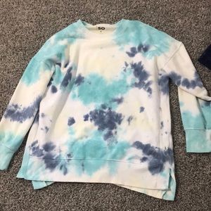 Blue and yellow tie dye sweatshirt
